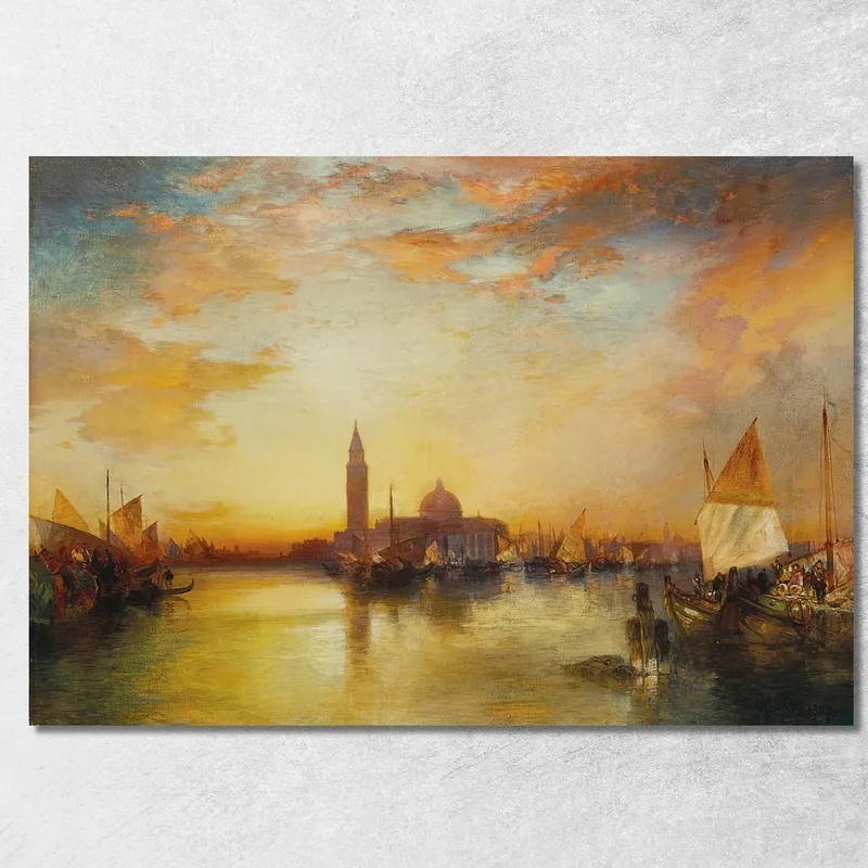 Tramonto Al Palazzo Ducale Thomas Moran quadro stampa su tela
