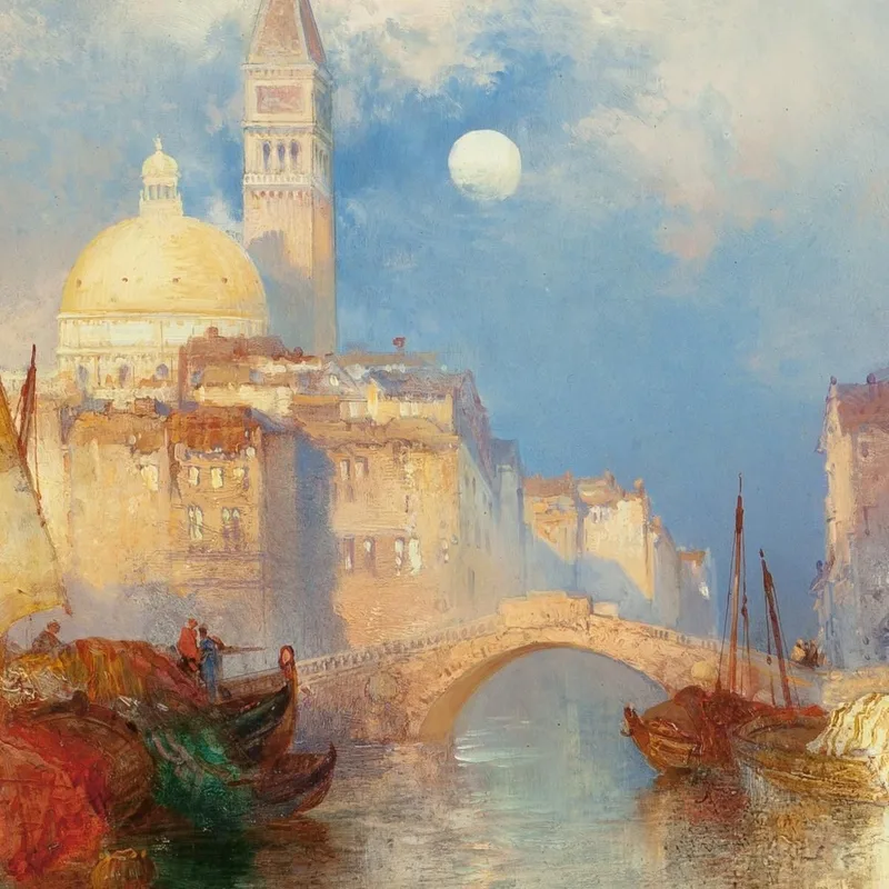Salida De La Luna Chioggia Venecia Thomas Moran