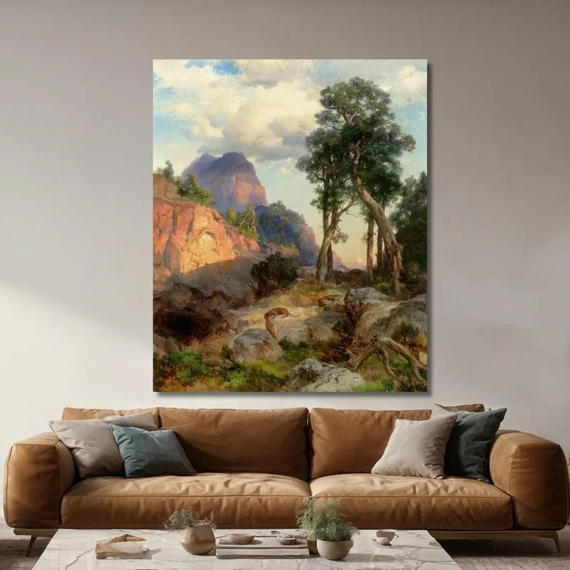 Lion De Montagne Dans Le Repaire Du Grand Canyon Thomas Moran