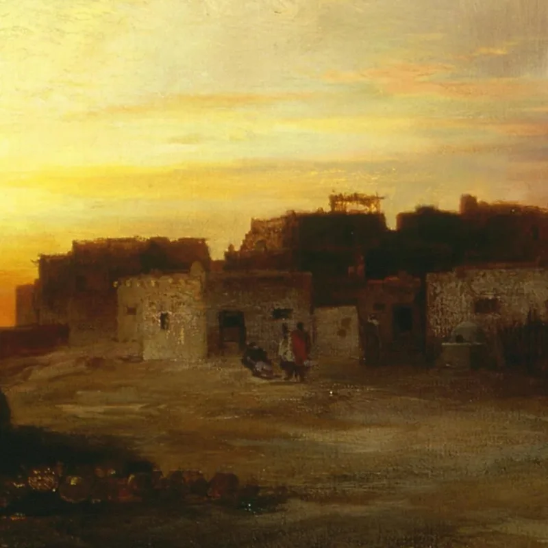 Pueblo Al Atardecer En Laguna Thomas Moran