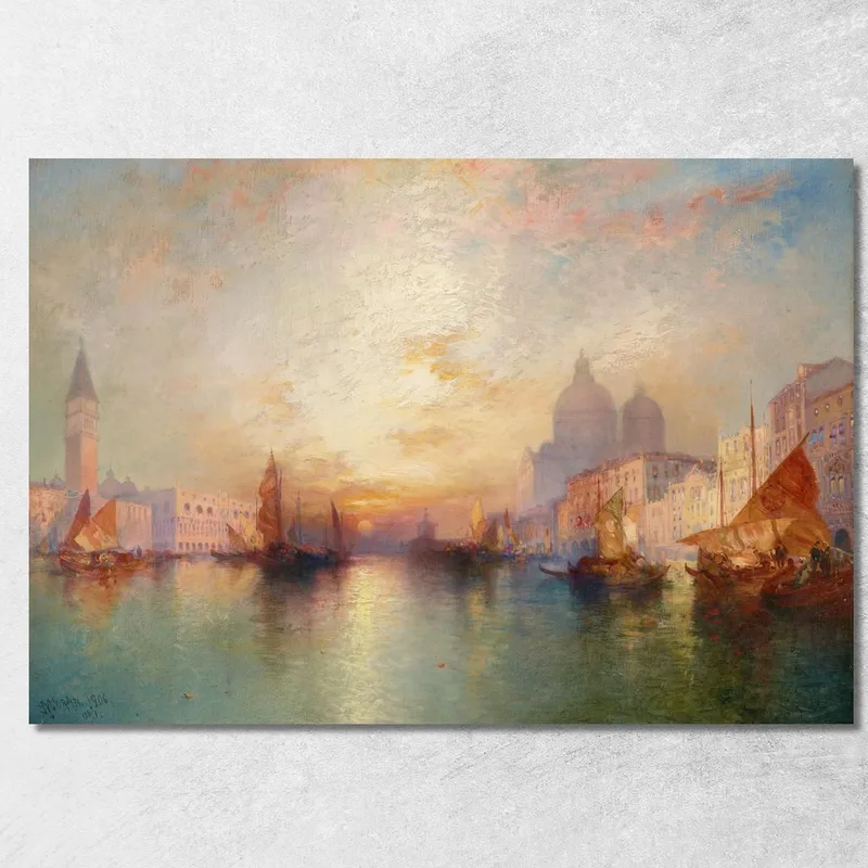 Canal Grande Di Venezia Al Tramonto Thomas Moran quadro stampa su tela