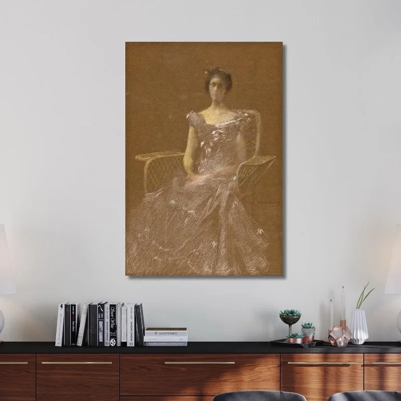 Dame Dans Un Fauteuil En Rotin Thomas Wilmer Dewing
