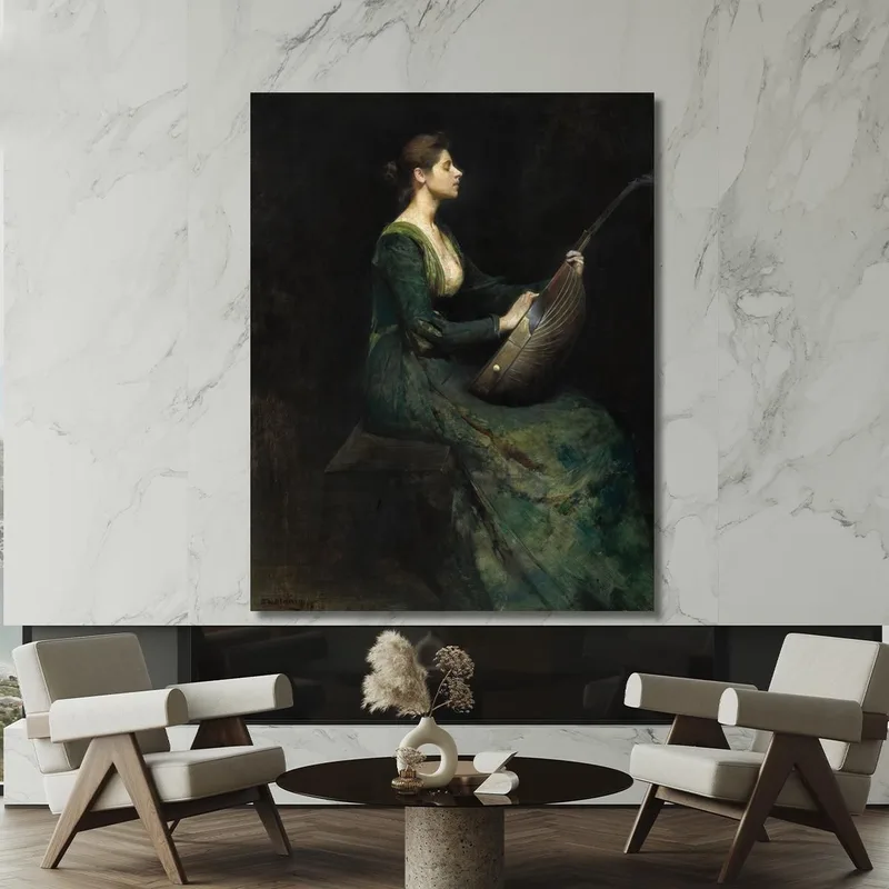 Donna Con Un Liuto Thomas Wilmer Dewing