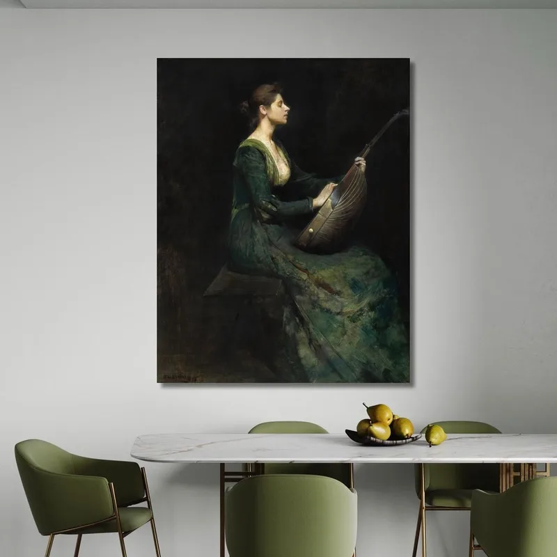 Donna Con Un Liuto Thomas Wilmer Dewing