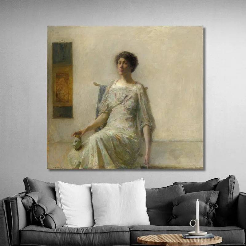 Dame Avec Un Masque Thomas Wilmer Dewing