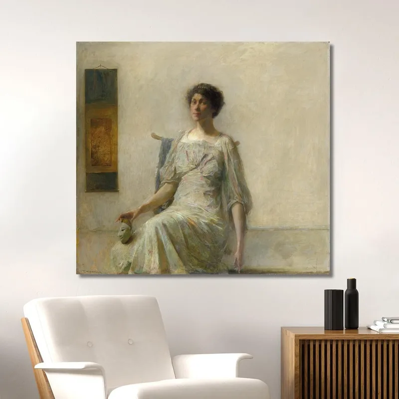 Dame Avec Un Masque Thomas Wilmer Dewing