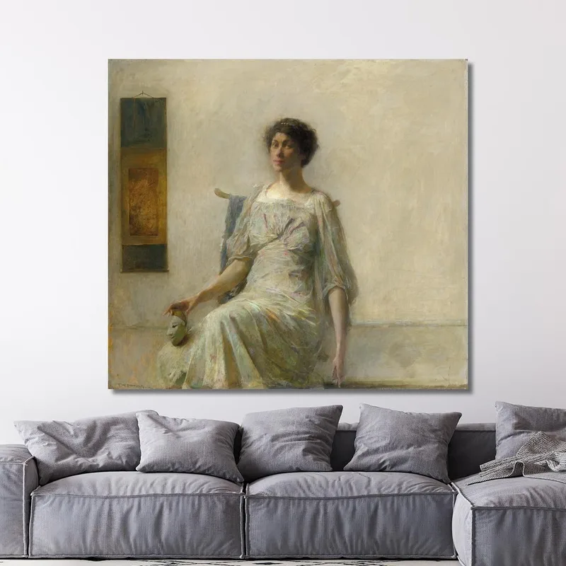 Dame Avec Un Masque Thomas Wilmer Dewing