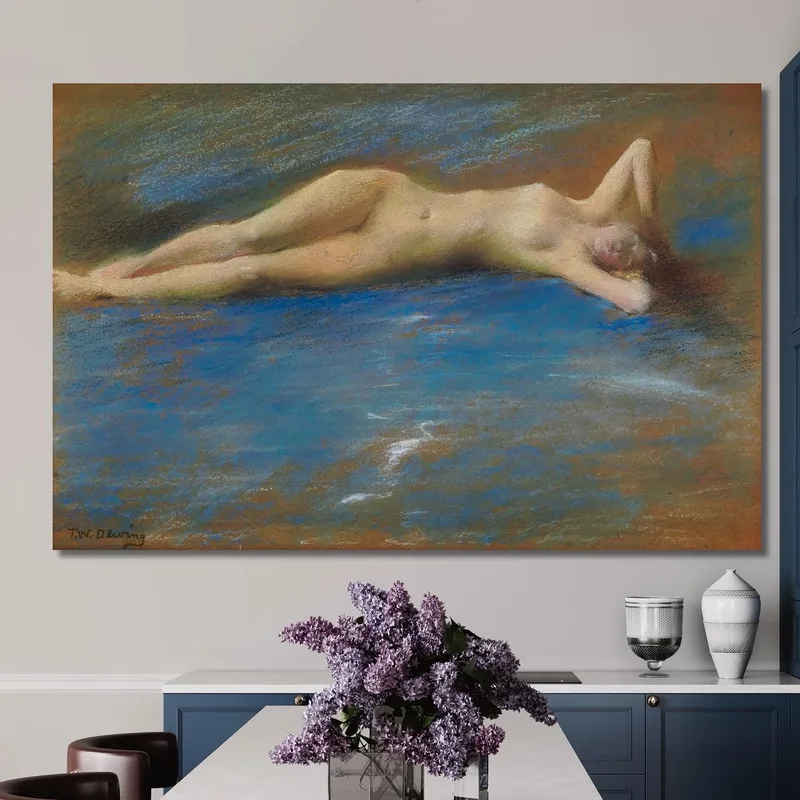 Figure De Jeune Fille Nue Allongée Thomas Wilmer Dewing