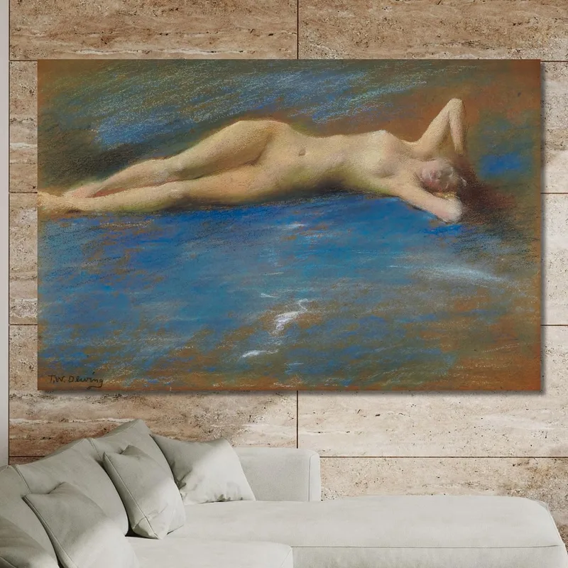 Figure De Jeune Fille Nue Allongée Thomas Wilmer Dewing