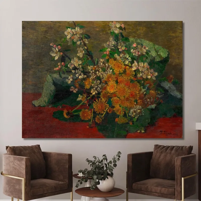 Pièce Florale - Pissenlit Et Fleurs De Pommier Tina Blau