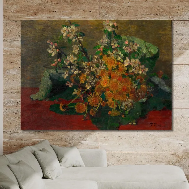Pièce Florale - Pissenlit Et Fleurs De Pommier Tina Blau