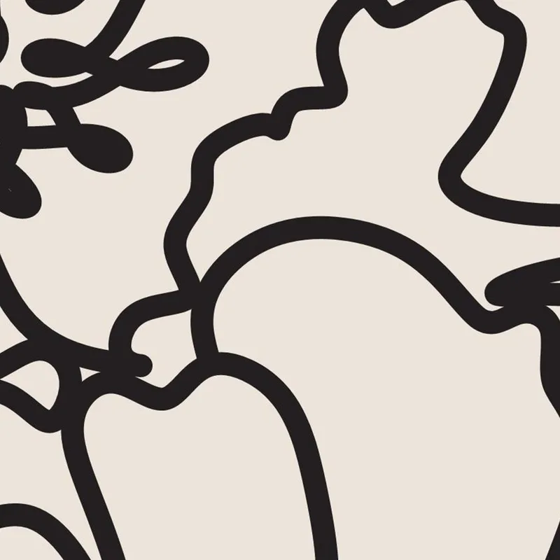 Arte Floreale in Linee Nere stampa su tela