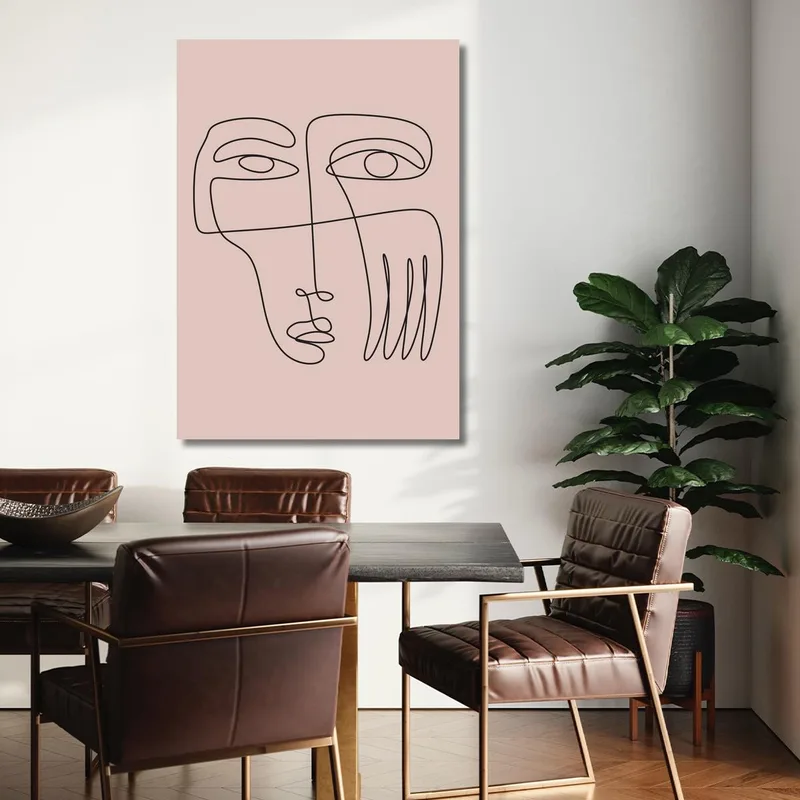 Modern canvas abstract line face