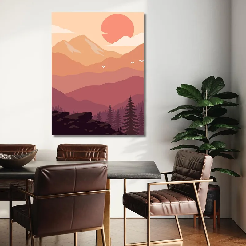 Canvas print mountain sunset view