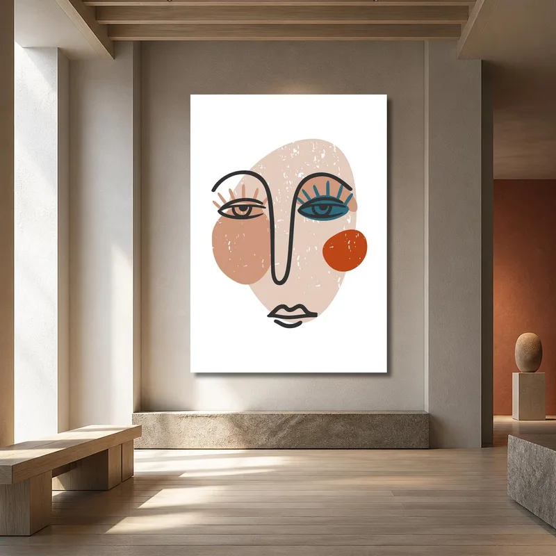 Modern canvas abstract face art