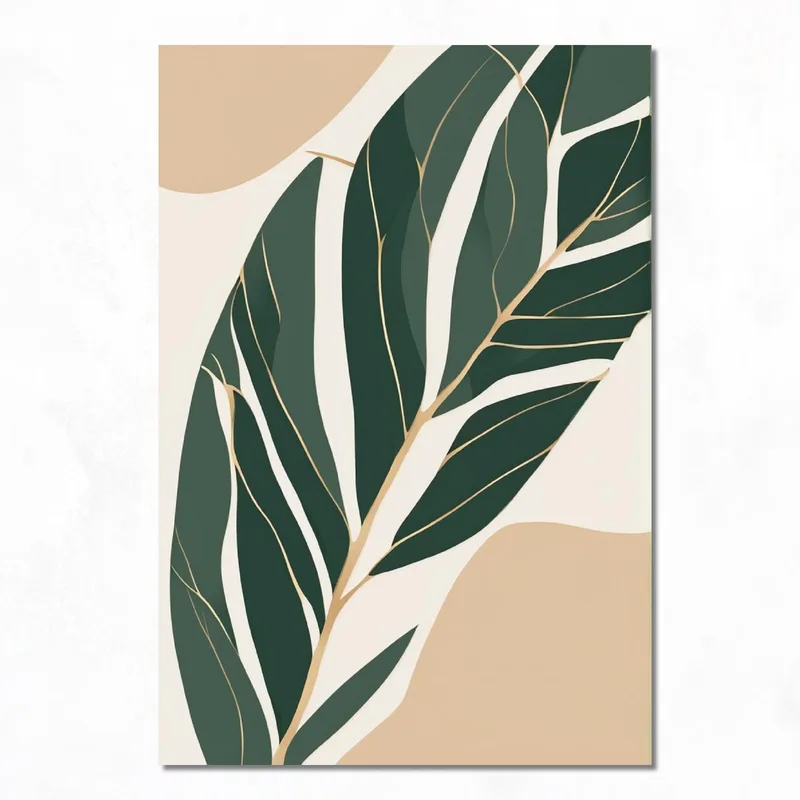 Botanical verde con hojas cuadro moderno
