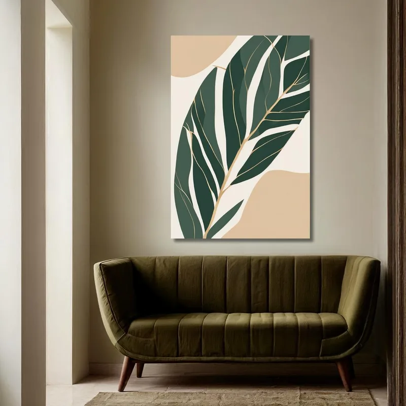 Botanical verde con hojas cuadro moderno