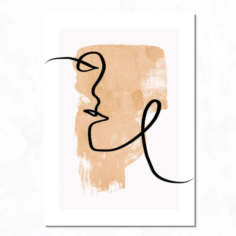 Arte de línea de cara abstracta cuadro moderno