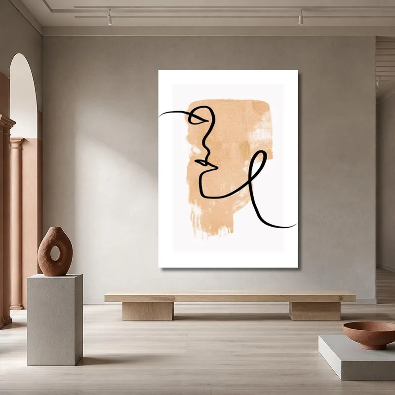 Arte de línea de cara abstracta cuadro moderno
