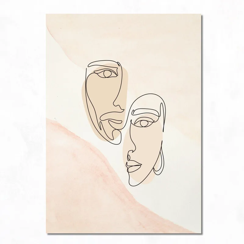 Line Art Volti di Coppia quadro canvas