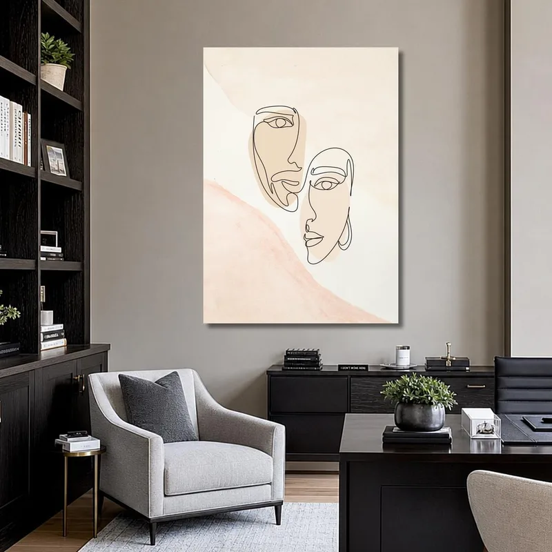 Line Art Volti di Coppia quadro canvas
