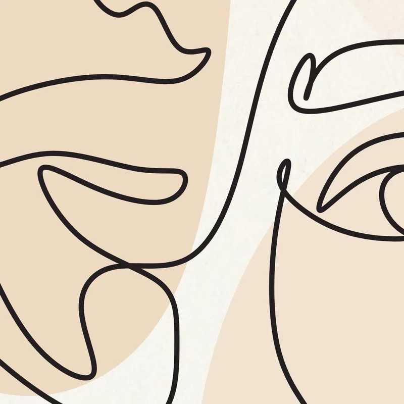 Line Art Volti di Coppia quadro canvas