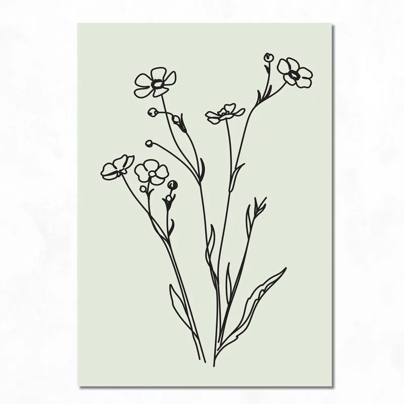 Modern canvas floral line art