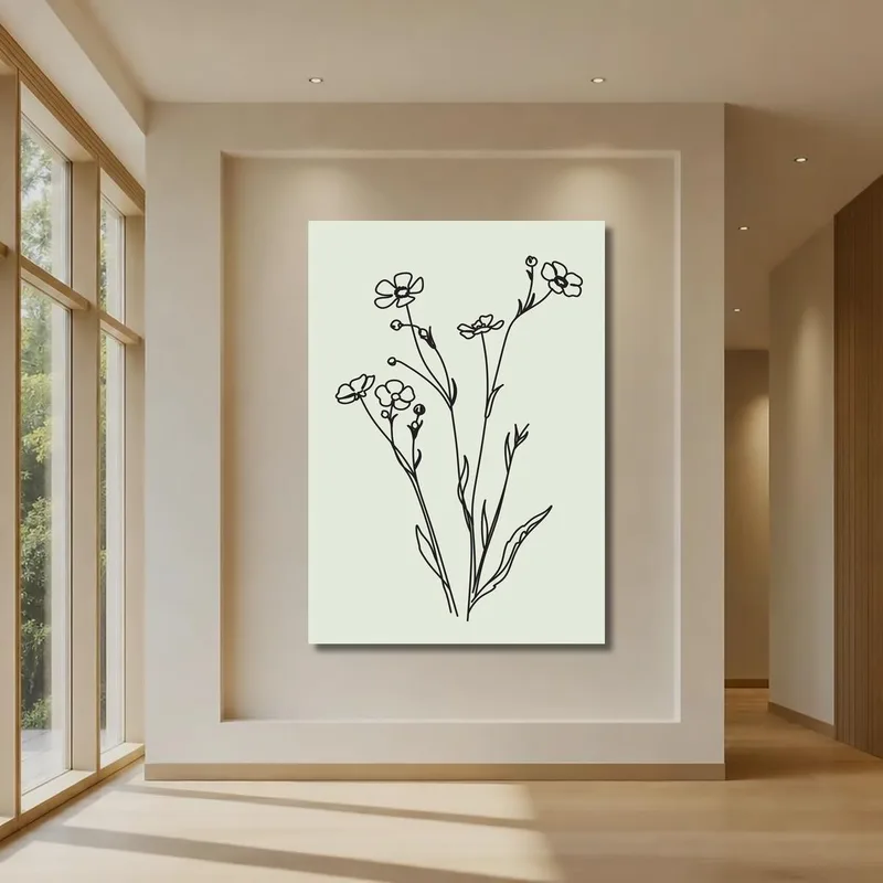 Modern canvas floral line art
