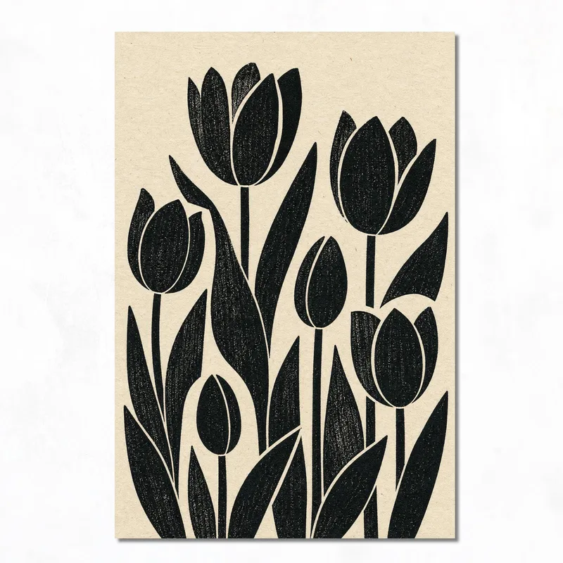 Arte Floreale Tulipani Neri stampa su tela