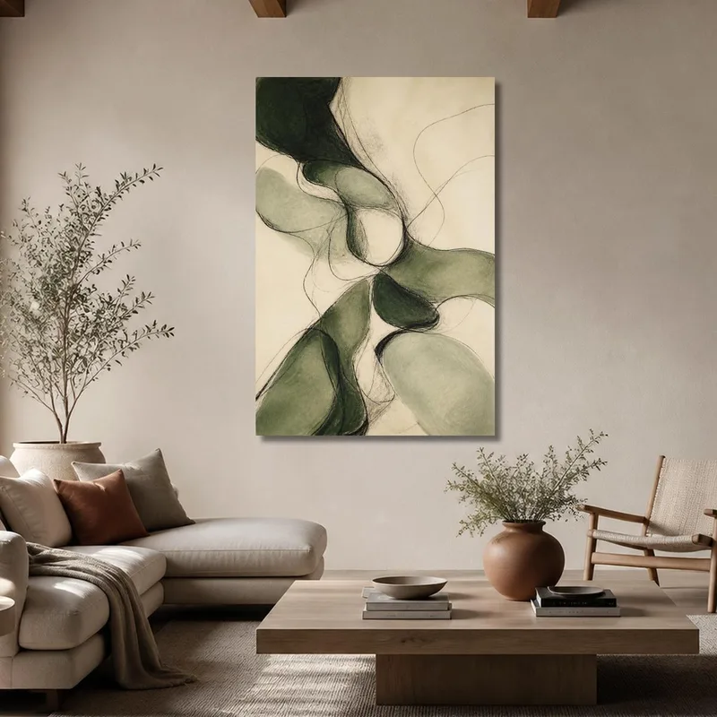 Lienzo artistico fluidez abstracta verde