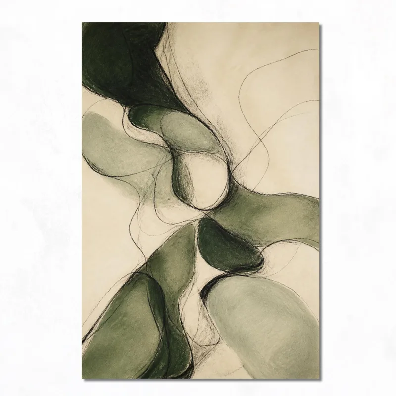 Lienzo artistico fluidez abstracta verde