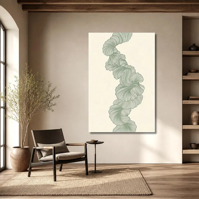 Abstrakte Grüne Linienkunst drucken auf leinwand