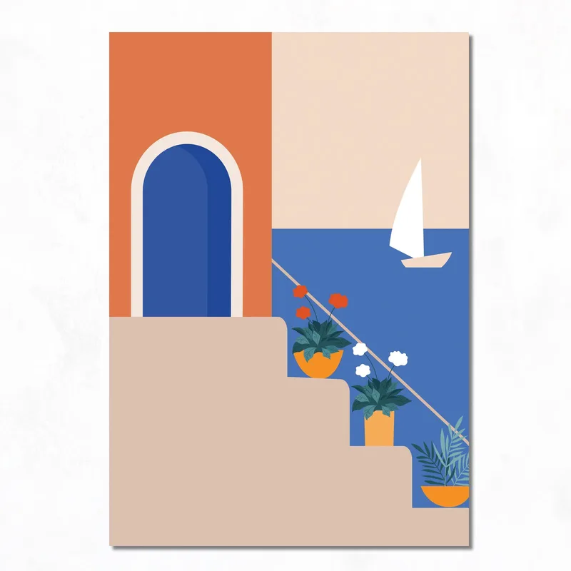 Kunstdruck küstenzugang treppen