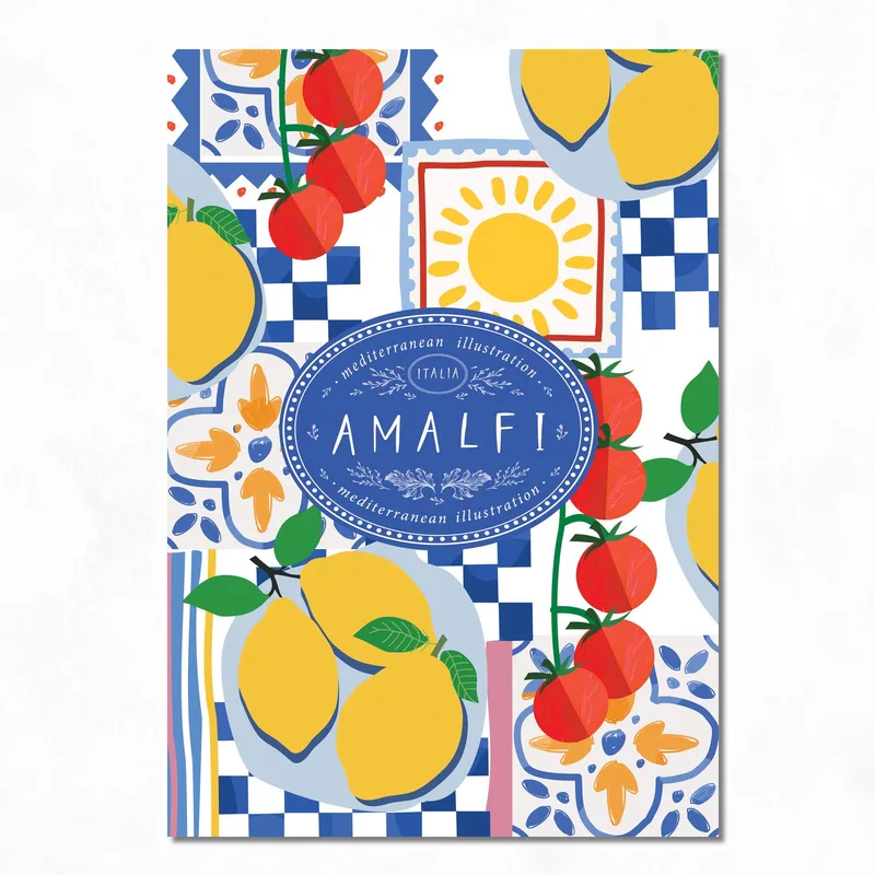 Toile artistique citrons et tomates d'amalfi