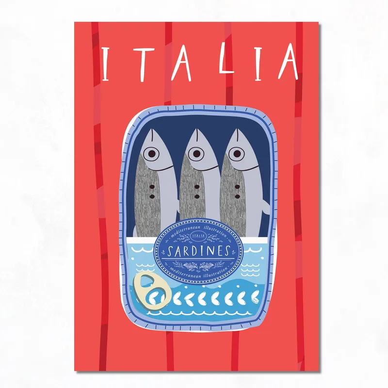 Illustration de Sardines Italiennes tableau sur toile