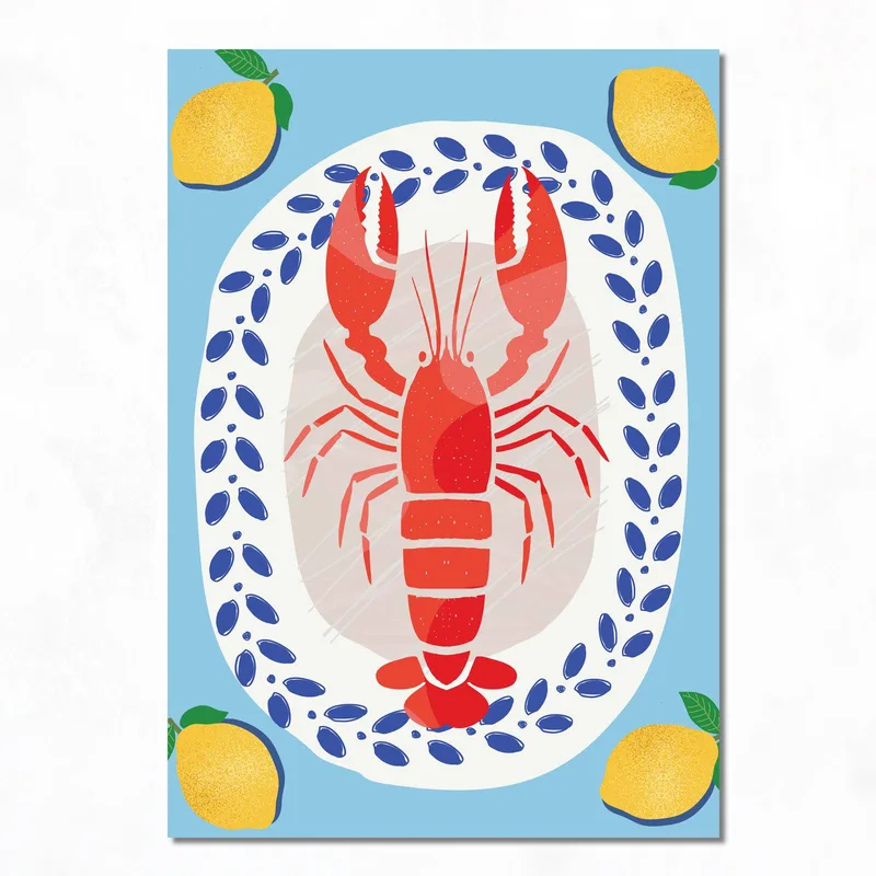 Leinwanddruck rote hummerillustration