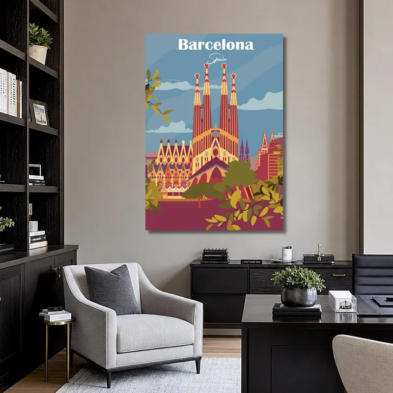 Toile artistique sagrada família de barcelone