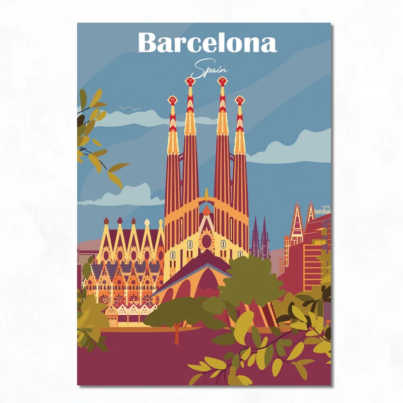 Toile artistique sagrada família de barcelone