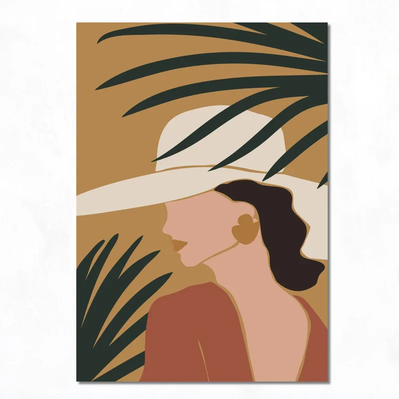 Impression sur toile femme élégante avec chapeau