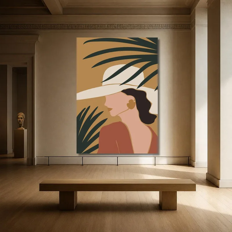 Impression sur toile femme élégante avec chapeau