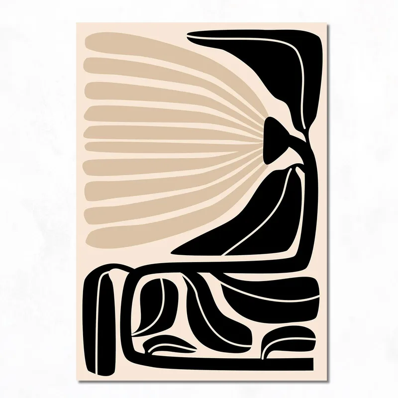 Composition Abstraite Noire et Beige tableau moderne