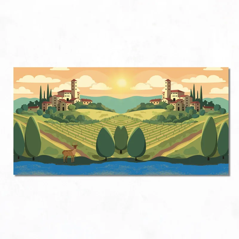 Weinberg Sonnendurchflutete Landschaft modernes wandbild