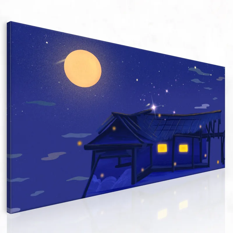 Kunstdruck mondschein nacht haus