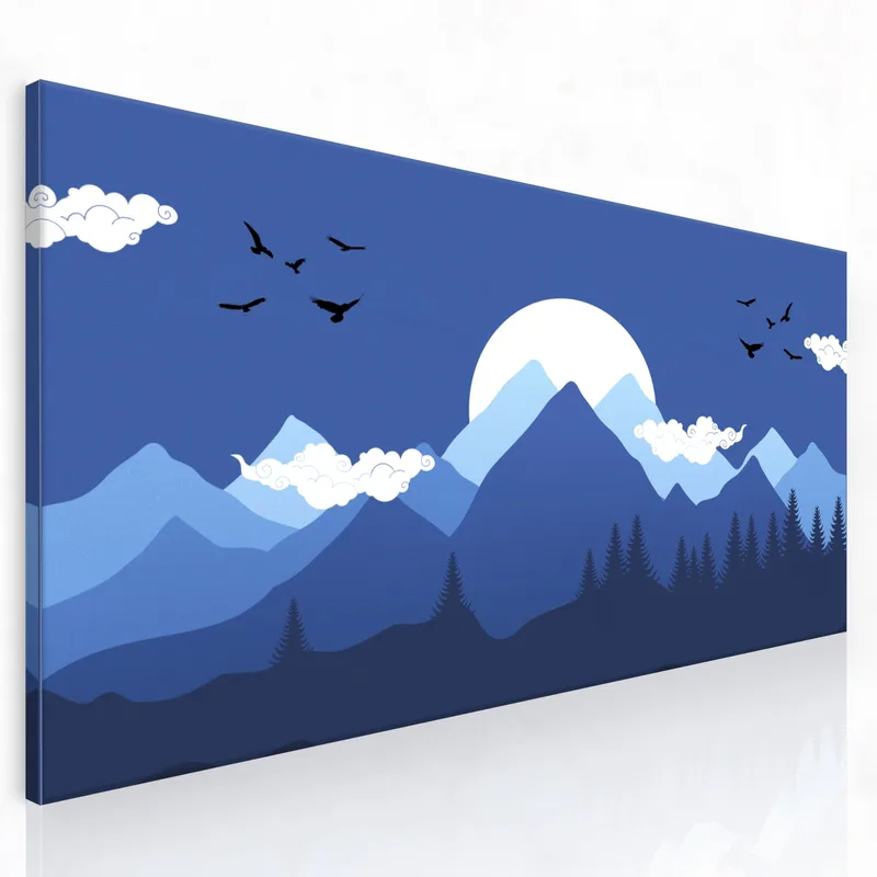 Leinwanddruck berglandschaft silhouette