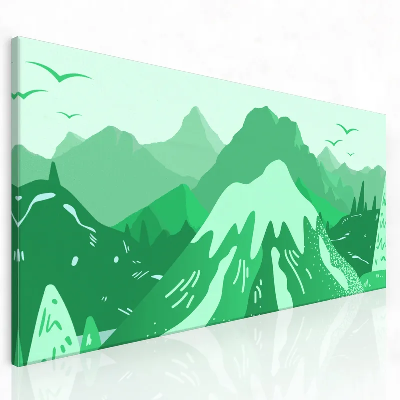 Grünes Berglandschaft drucken auf leinwand