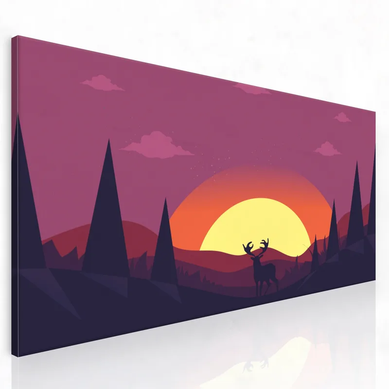 Reh-Silhouette bei Sonnenuntergang modernes wandbild