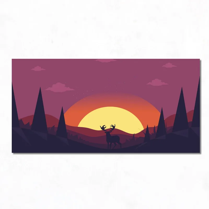 Reh-Silhouette bei Sonnenuntergang modernes wandbild