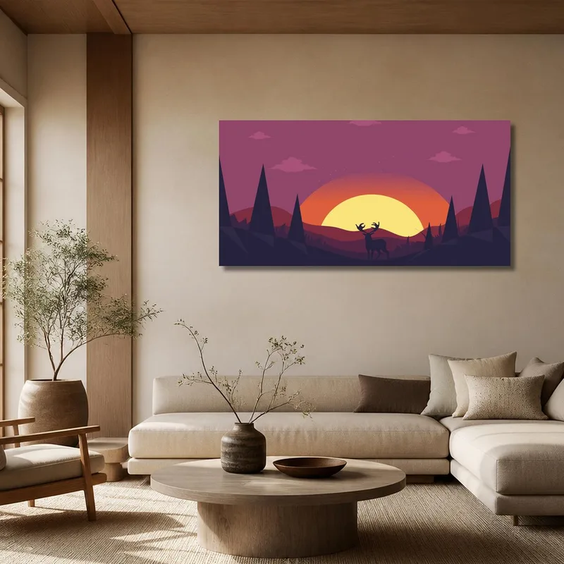 Reh-Silhouette bei Sonnenuntergang modernes wandbild