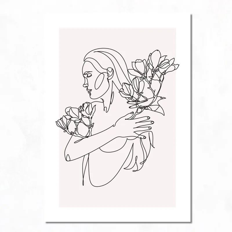 Donna con Fiori stampa su tela