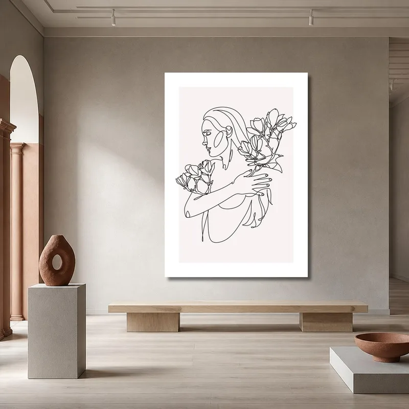 Donna con Fiori stampa su tela